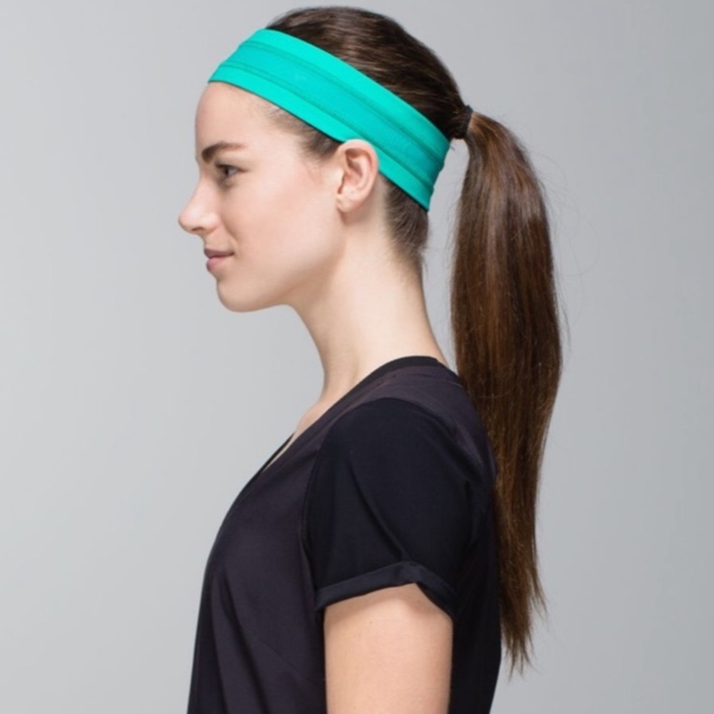 Lululemon Turquoise Blue Green Mesh Athletic Headband Activewear Workout Gym